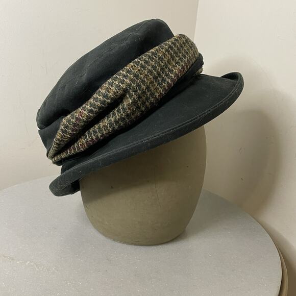 VTG Hatman of Ireland Wax Cotton Hat Tweed Wool Herringbone Twist Sz Unisex Med main image 4